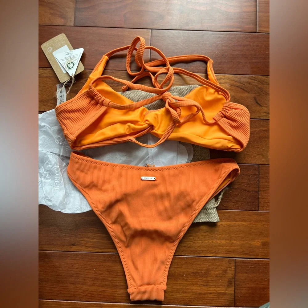 XS Orange Twist Backless Bikini Set by Berlook